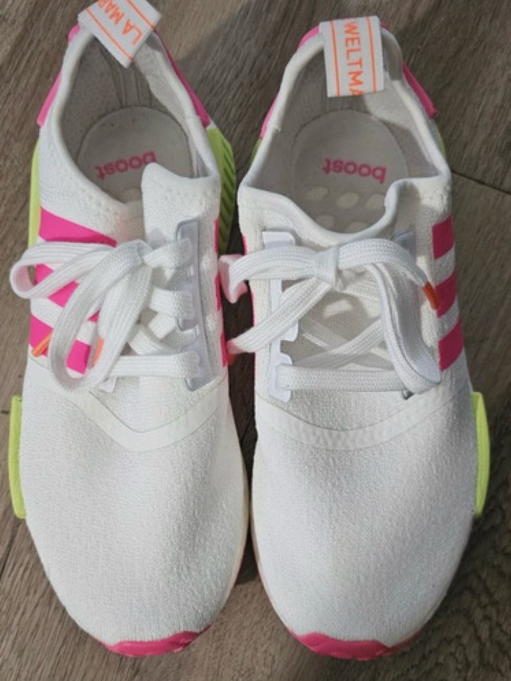NEW! White Athletic Sneakers with Pink and Neon Accents